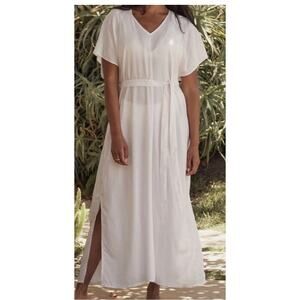 Summersalt  Maxi Kaftan Cover Up V Neck Belted Side Slit Flowy Beach‎ Resort